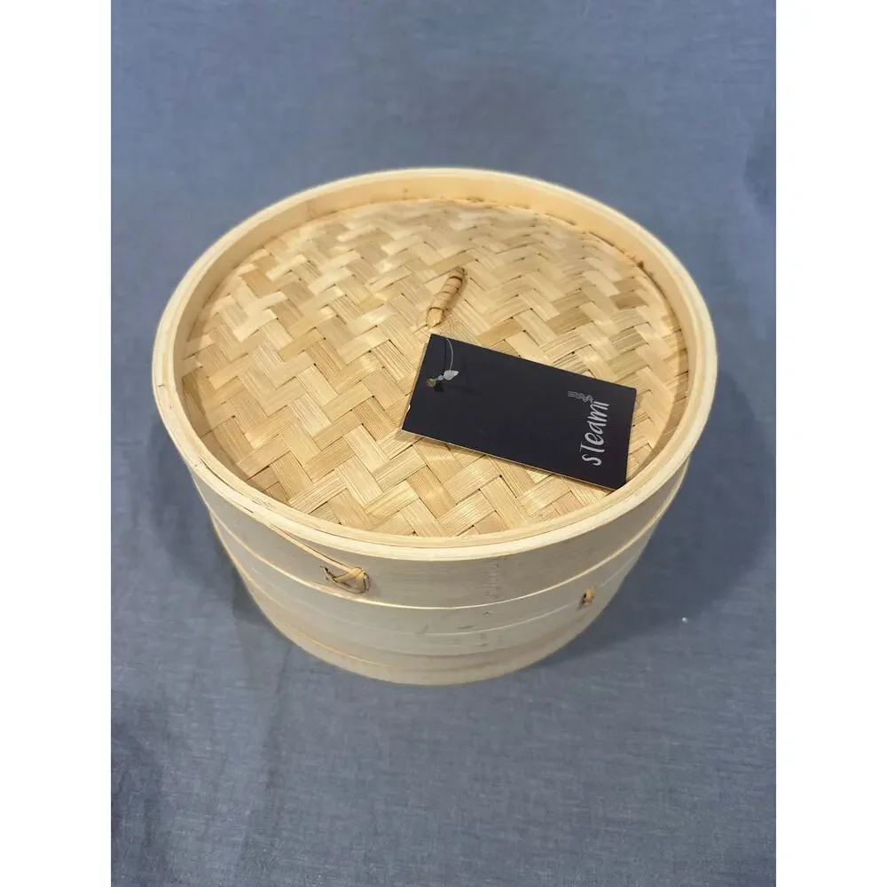 Bamboo Steamer Basket (10 inch) with Liners and Recipe Guide